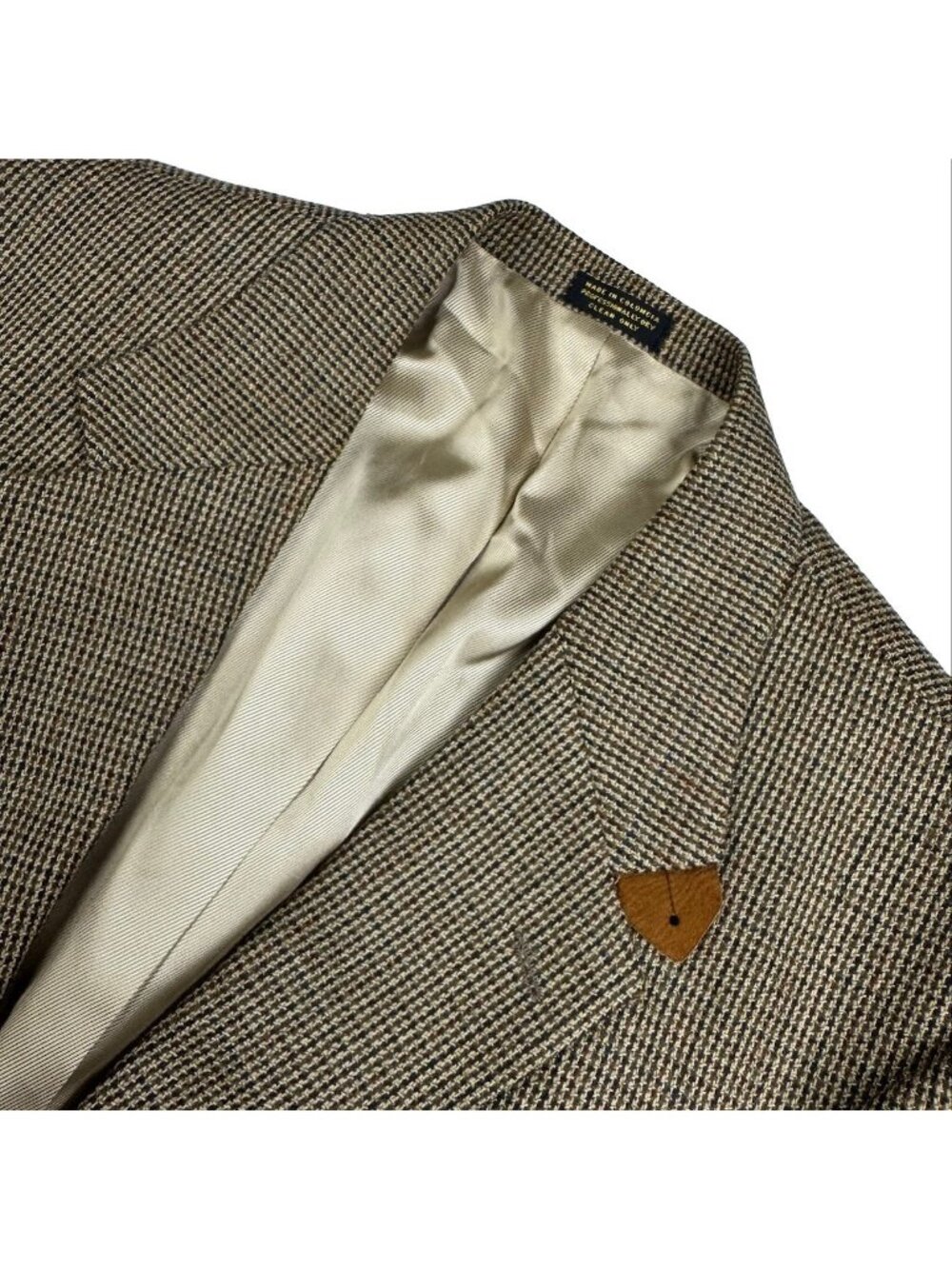 Oscar De La Renta Men's Tweed Leather ELbow Patches Blazer Jacket Brown• 42S